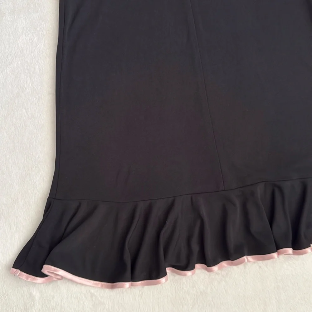 {VTG} City Triangles | Y2K Babydoll Midi Dress Black Made in USA (L Fits S/M) - Picture 12 of 14